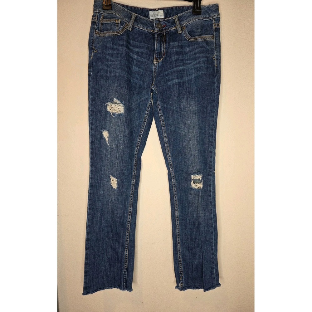 Aeropostale Womens Skinny Size 7/8 Casual Distressed Blue Low‎ Rise Jeans